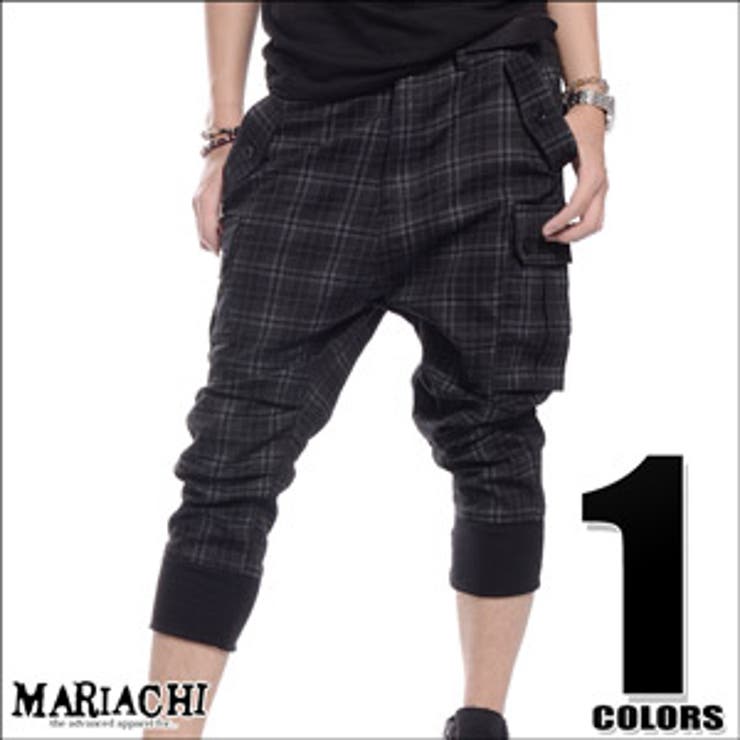 ◆MARIACHI チェックリブフィットサルエルパンツ◆お兄系 Men