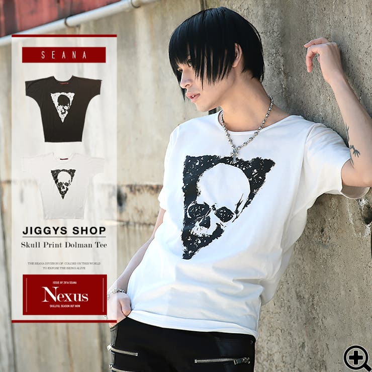 ◇SEANA(シーナ) スカルプリントドルマンTシャツ◇Tシャツ 半袖[品番 