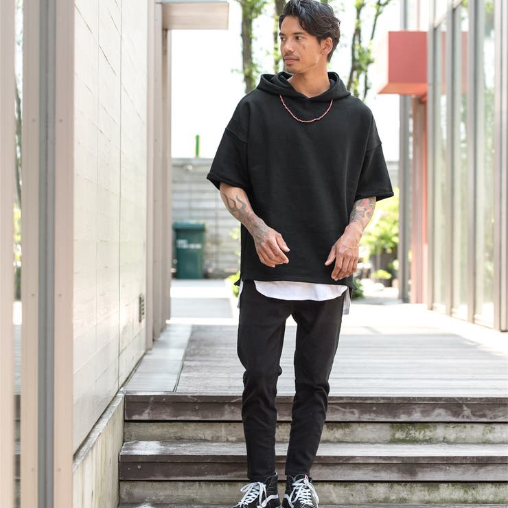 BOY FRIEND フライトジャージ半袖パーカー黒ヴァクトー ヴォヤージュ BOY FRIEND フライトジャージ半袖パーカー黒ヴァクトー ヴォヤージュ
