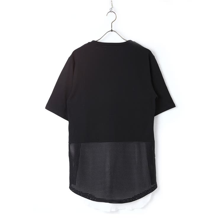 ◇SEANA メッシュ切替裾ZIPロング丈Tシャツ×タンクトップ◇T
