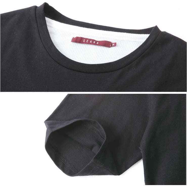 ◇SEANA メッシュ切替裾ZIPロング丈Tシャツ×タンクトップ◇T