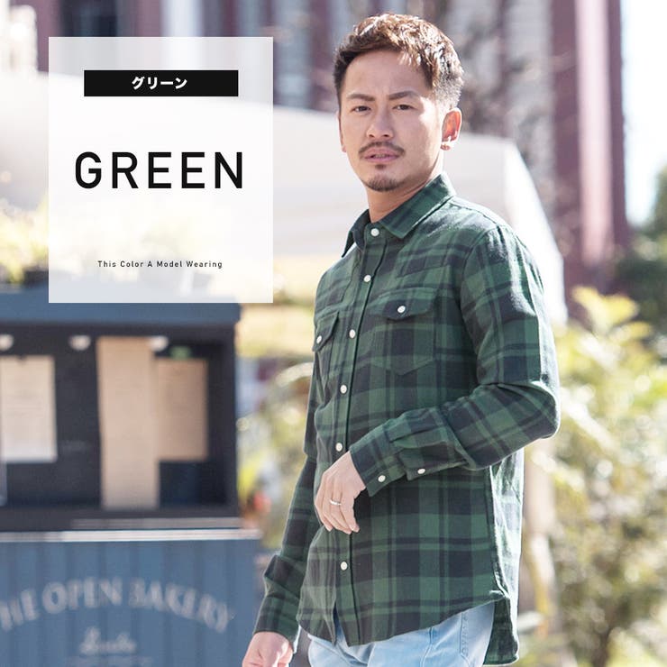 ◇roshell(ロシェル) グリーン チェックシャツ◇ネルシャツ[品番