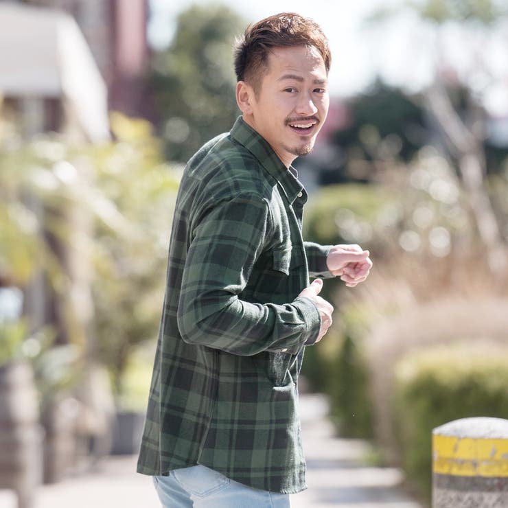 ◇roshell(ロシェル) グリーン チェックシャツ◇ネルシャツ[品番