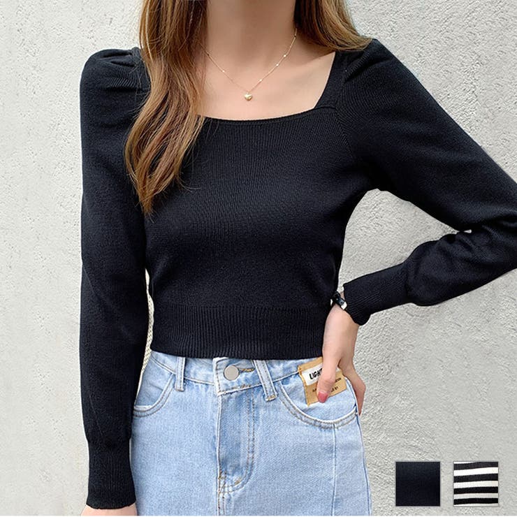 ニットトップス パフスリーブ 長袖 | JOCOSA | 詳細画像1 