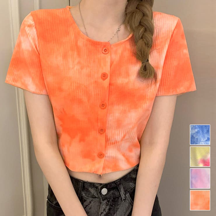 ショート丈トップス カットソー タイダイ柄 | JOCOSA | 詳細画像1 