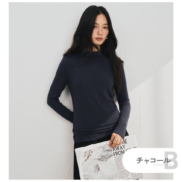 チャコール(B/ハーフネック) | 圧倒的肌触りのカシミヤタッチニット 選べるネック 3タイプ | JOCOSA
