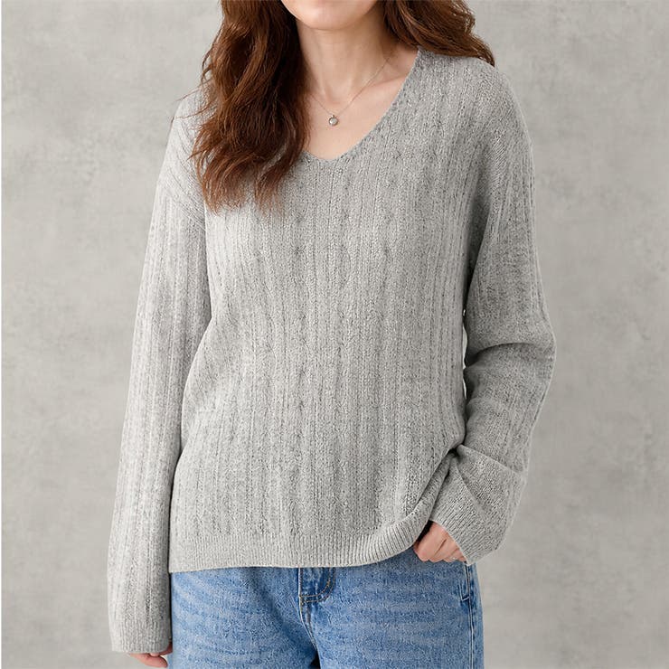 【Vネックで顔まわりすっきり】かぎ編み ニット レディース | JOCOSA | 詳細画像4 