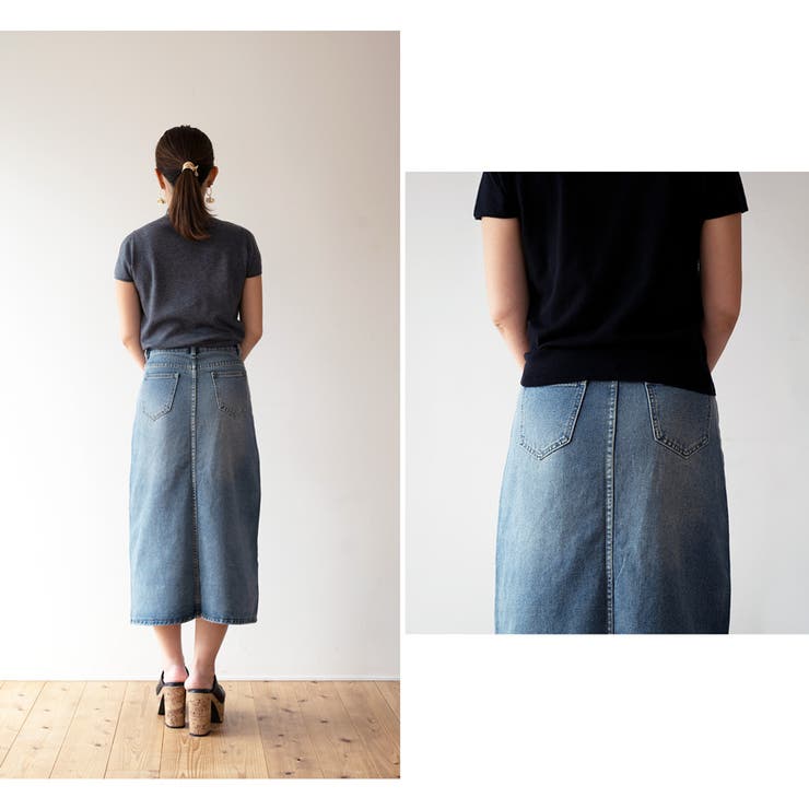 デニムスカート ミモレ ヴィンテージ風 Iライン ウォッシュ加工 9152 | JOCOSA | 詳細画像15 