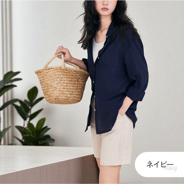 ネイビー | シアーシャツ レディース 羽織 | JOCOSA