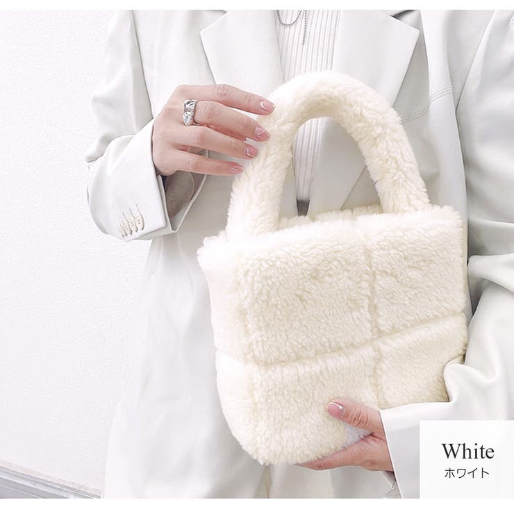 ホワイト | ミニバッグ ボア ハンドバック | JOCOSA