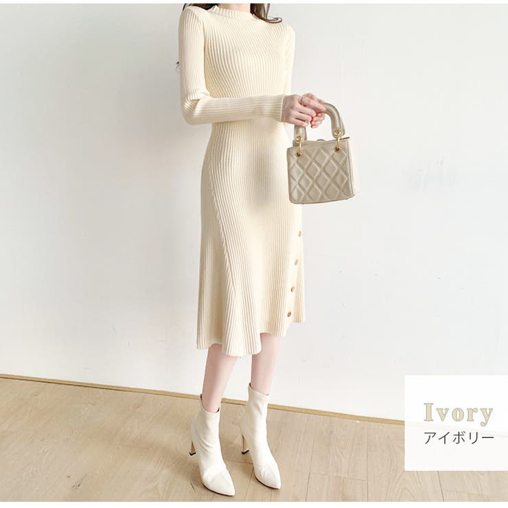 アイボリー | ワンピース 長袖 ニットワンピ | JOCOSA
