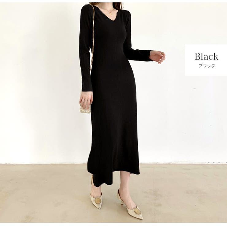 ブラック | ニット ワンピース 無地 | JOCOSA