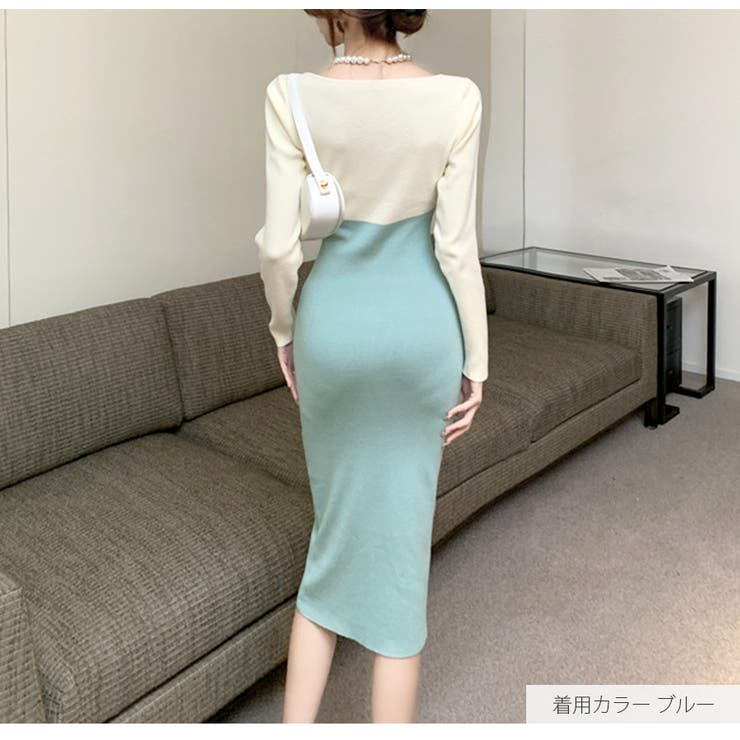 ニットワンピース タイト バイカラー | JOCOSA | 詳細画像4 