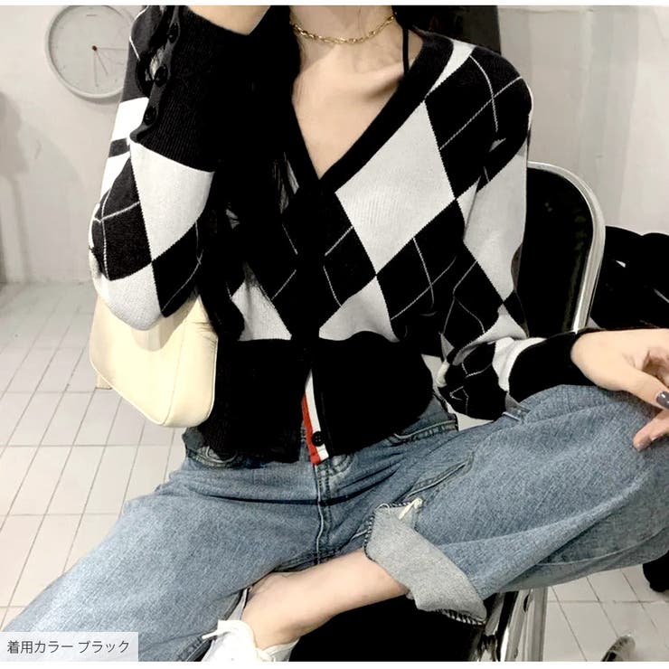 カーディガン ボタン アーガイルチェック | JOCOSA | 詳細画像17 