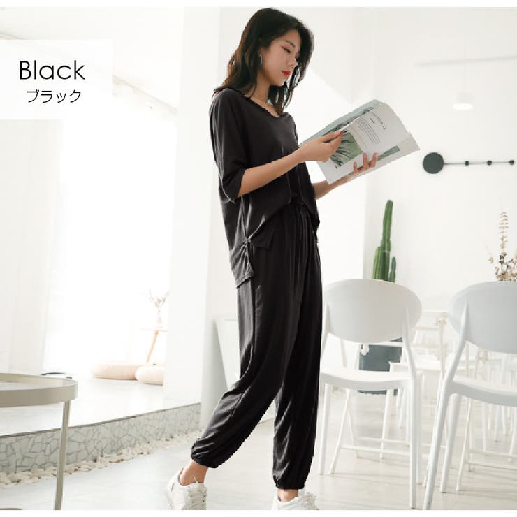 ブラック | ルームウェア セットアップ パジャマ | JOCOSA