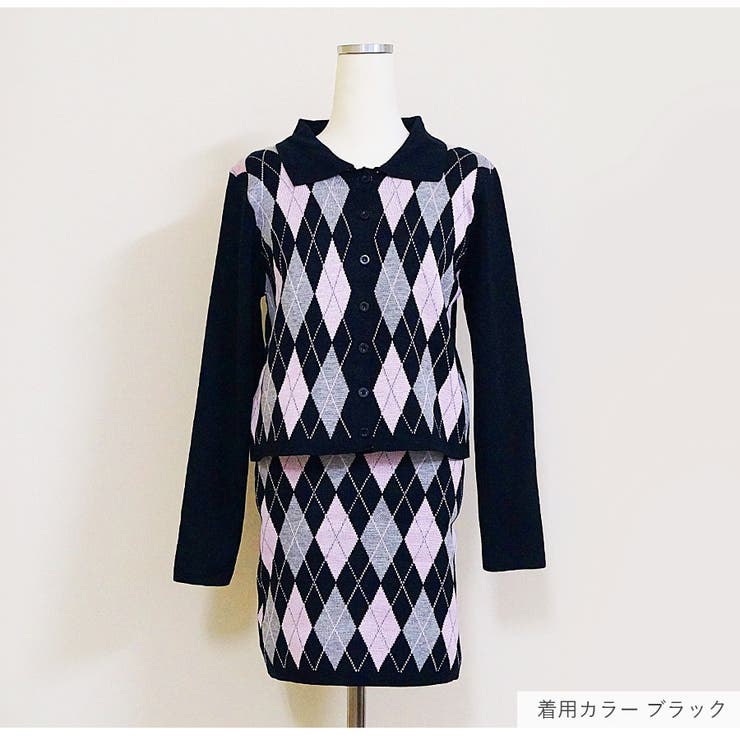 【SALE】 セットアップニット チェック[品番：JCSW0000880 アーガイル トップス