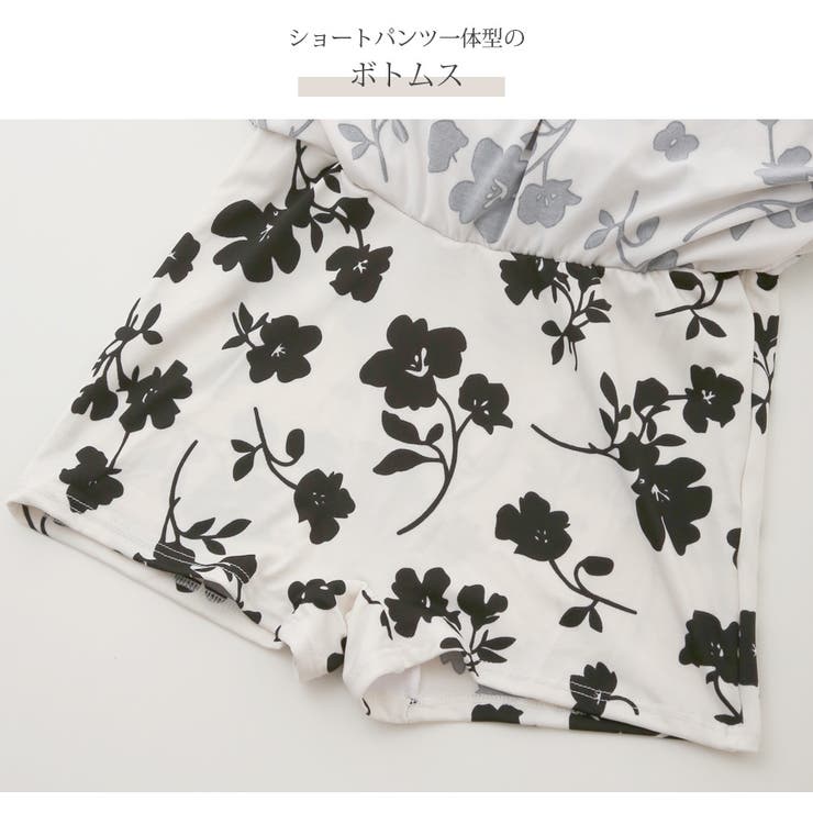 Seea【シーア】背中ざっくり♪レトロ♪植物柄♪ワンピース水着