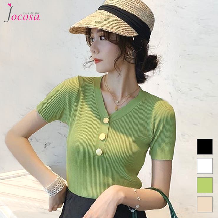 ニットトップス 半袖ニット 韓国ファッション | JOCOSA | 詳細画像1 