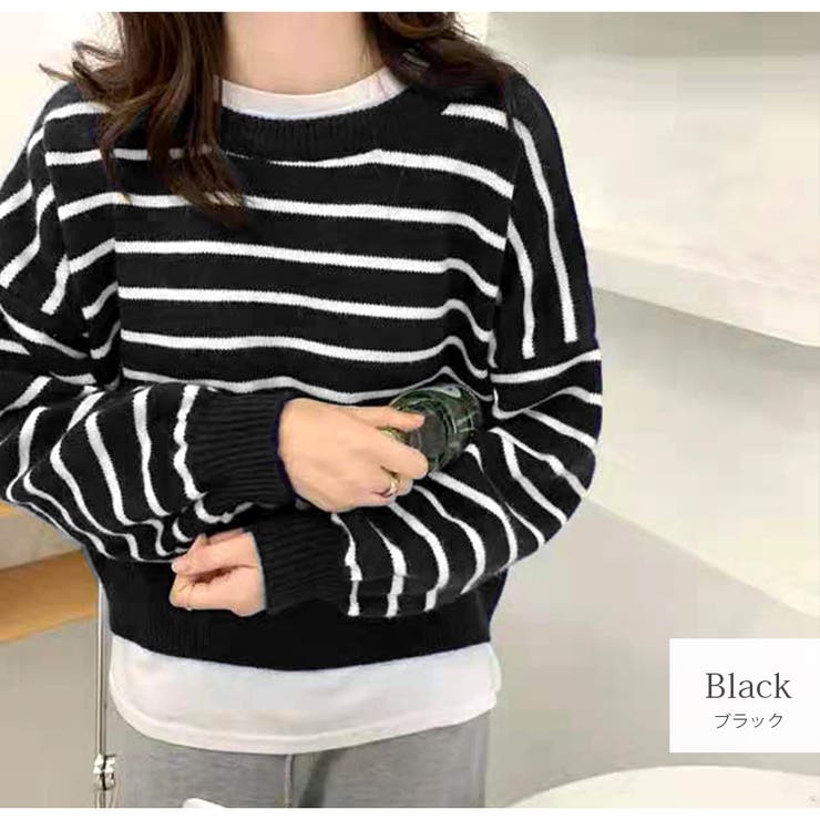 ブラック | ニット バックボタン ショート丈 | JOCOSA