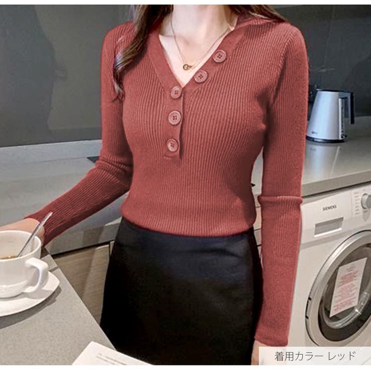 ニットトップス 長袖 Vネック | JOCOSA | 詳細画像3 