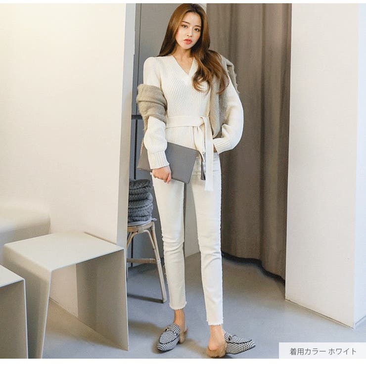 ニットトップス Vネック リボン | JOCOSA | 詳細画像21 