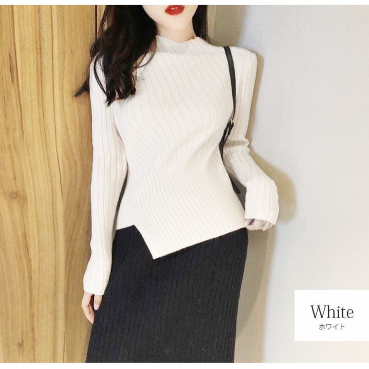 ホワイト | ニット トップス リブ | JOCOSA