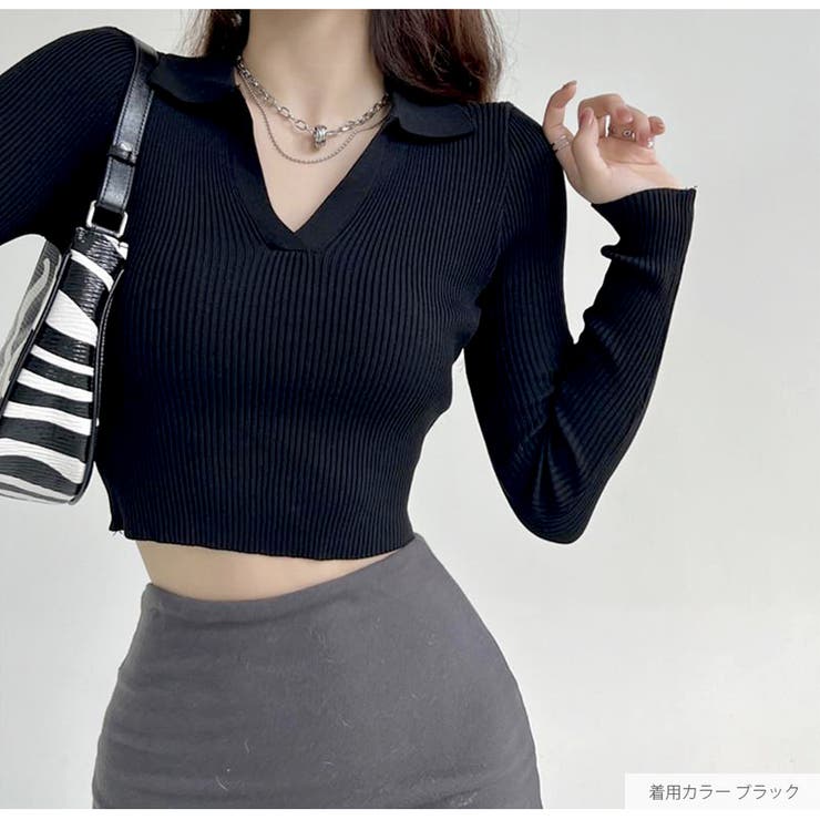 ニット トップス 襟付きVネック[品番：JCSW0001543]｜JOCOSA（ジョコサ