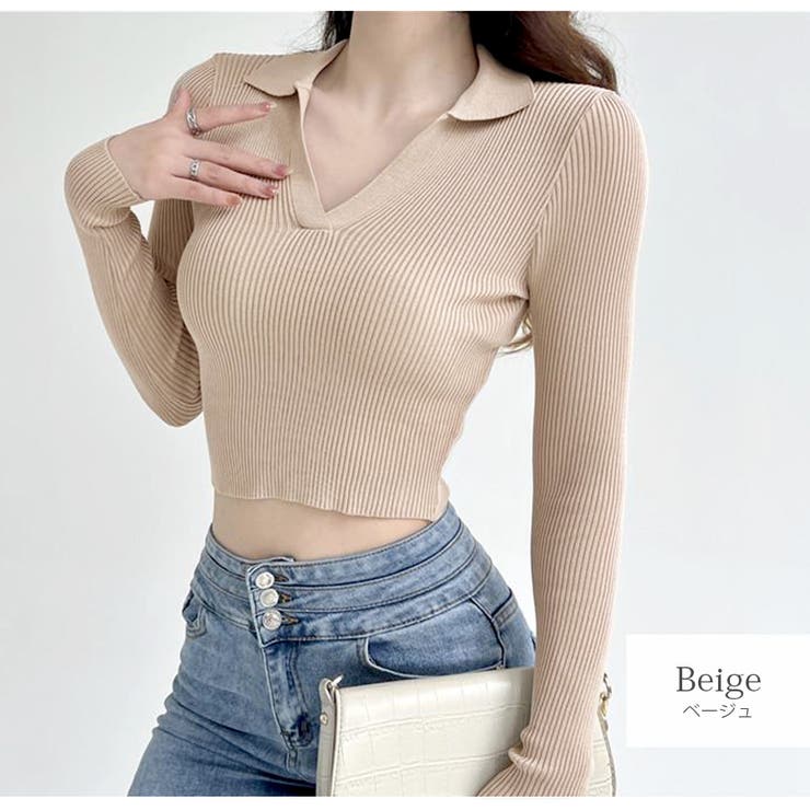 ニット トップス 襟付きVネック[品番：JCSW0001543]｜JOCOSA（ジョコサ