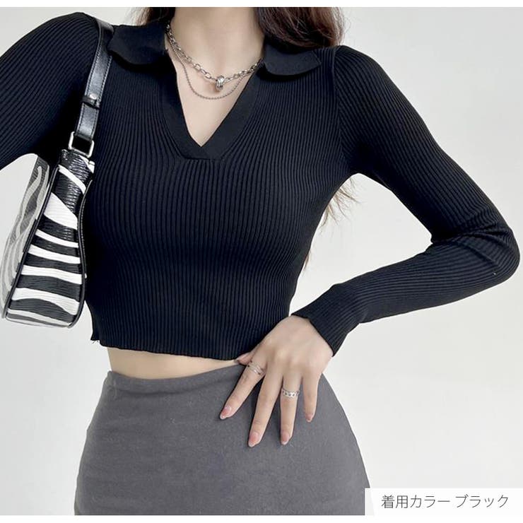 ニット トップス 襟付きVネック[品番：JCSW0001543]｜JOCOSA（ジョコサ