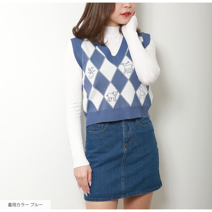 ニットベスト トップス  ダイヤ柄[品番：JCSW0001625]｜JOCOSA（ジョコサ）のレディースファッション通販｜SHOPLIST（ショップリスト）