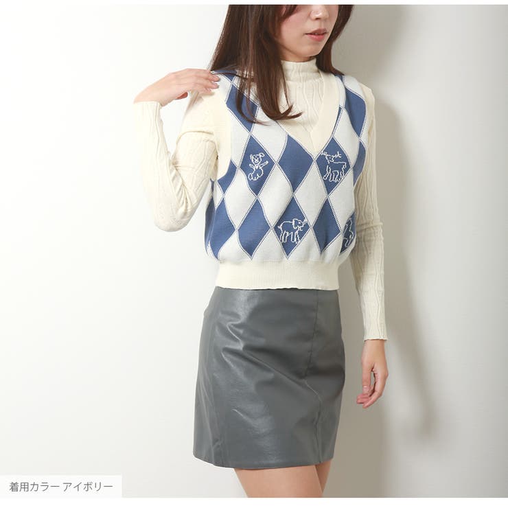 ニットベスト トップス ダイヤ柄[品番：JCSW0001625]｜JOCOSA