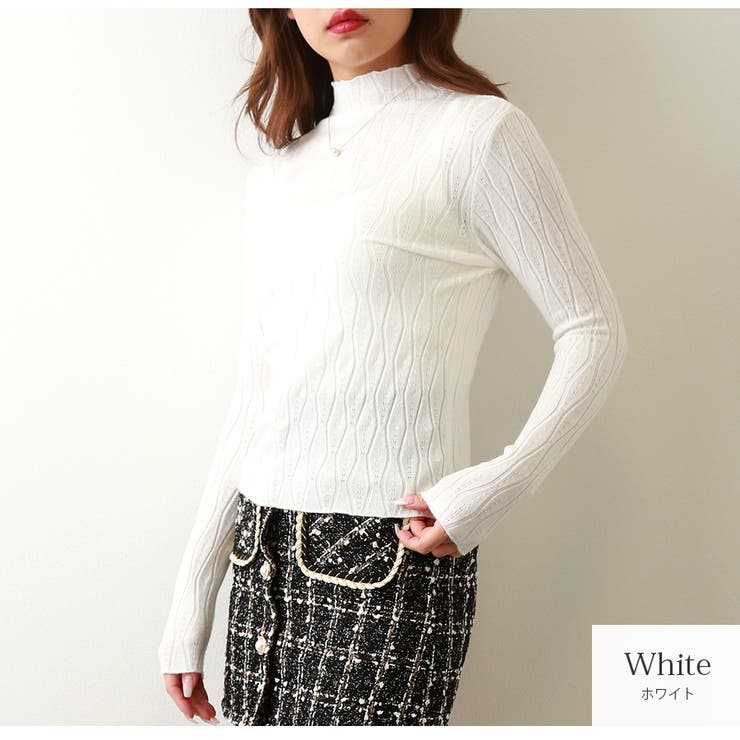 ホワイト | ニット トップス ハイネック | JOCOSA