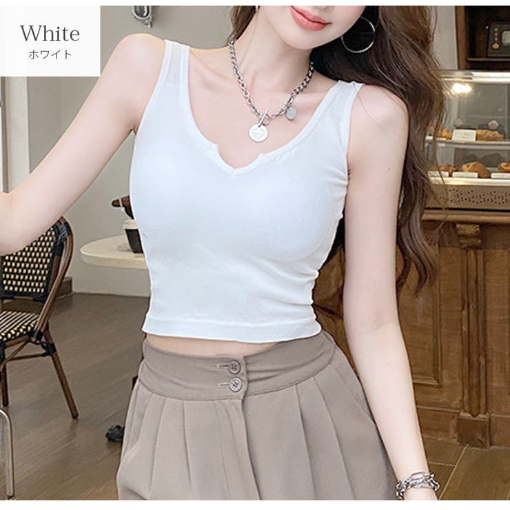 ホワイト | キャミソール カップ付き タンクトップ | JOCOSA