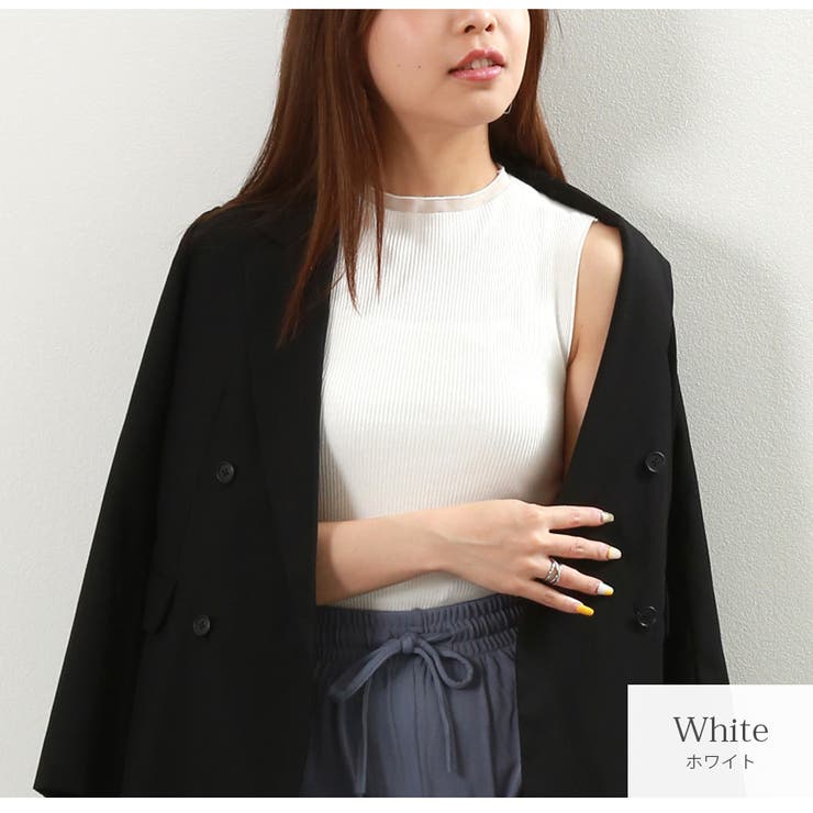 ホワイト | ノースリーブ プチハイネック 薄手 | JOCOSA
