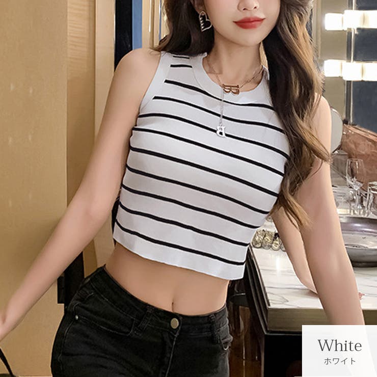 ホワイト | ニット トップス ノースリーブ | JOCOSA