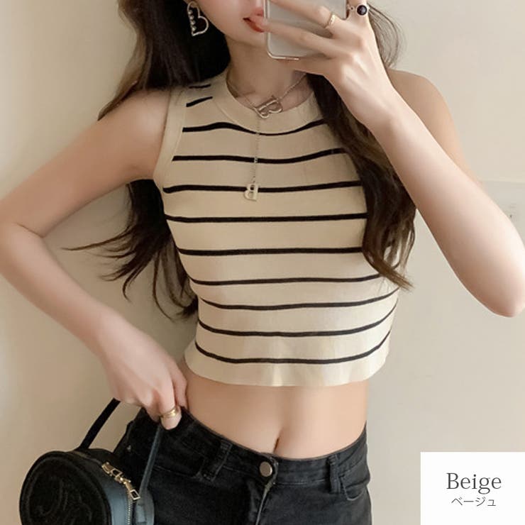 ベージュ | ニット トップス ノースリーブ | JOCOSA