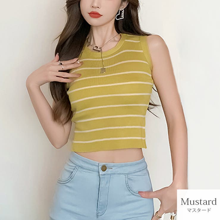 マスタード | ニット トップス ノースリーブ | JOCOSA