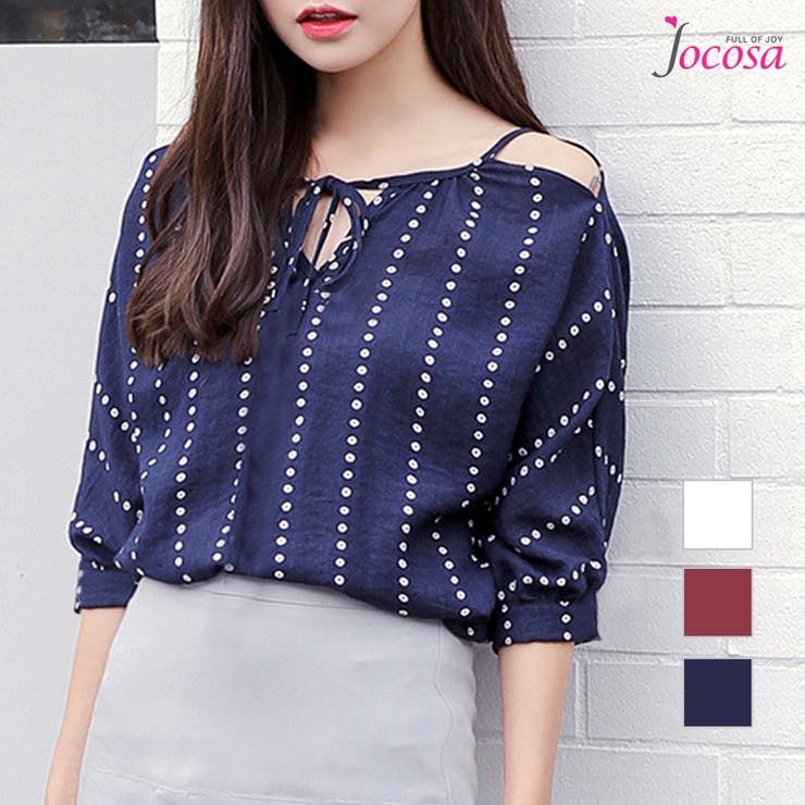 オフショルダー ドット  ブラウス[品番：JCSW0000946]｜JOCOSA（ジョコサ）のレディースファッション通販｜SHOPLIST（ショップリスト）
