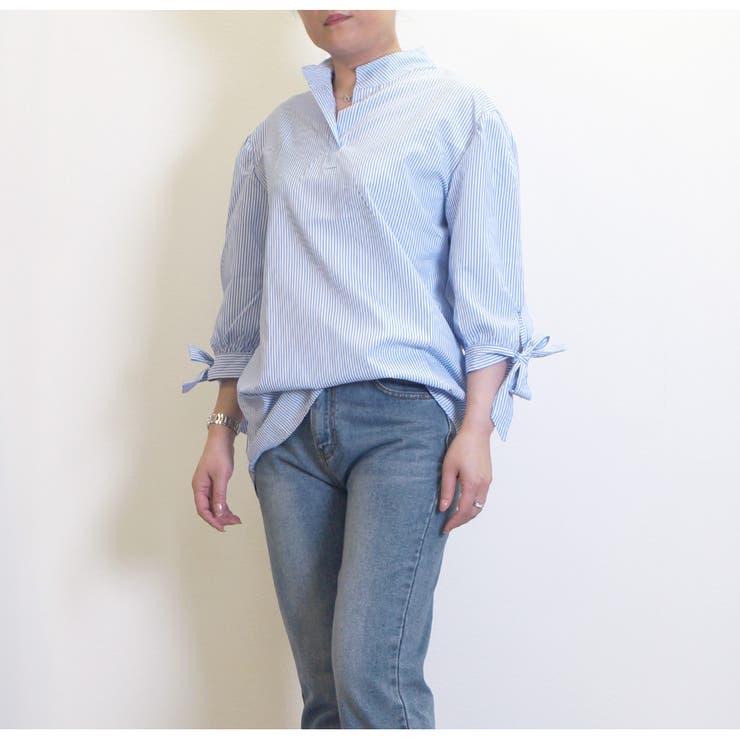 ブラウス ストライプ 袖リボン | JOCOSA | 詳細画像2 