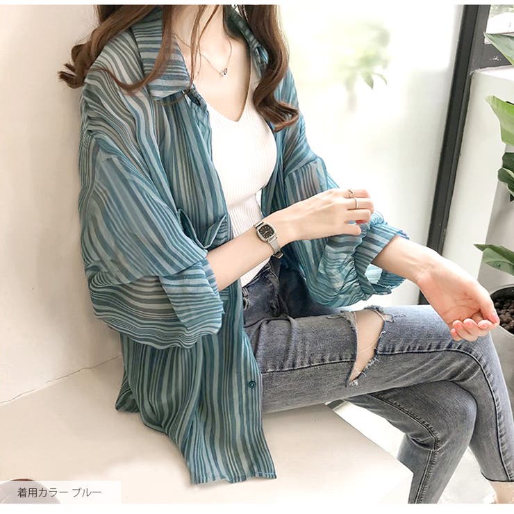 シアーシャツ 長袖 ストライプ | JOCOSA | 詳細画像24 