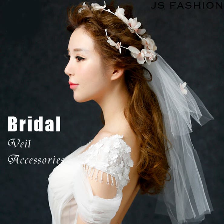 予約販売 花冠付きベール ブライダル用ヘア飾り 結婚式[品番：JSFW0004646 ヘッドドレス+ドレス