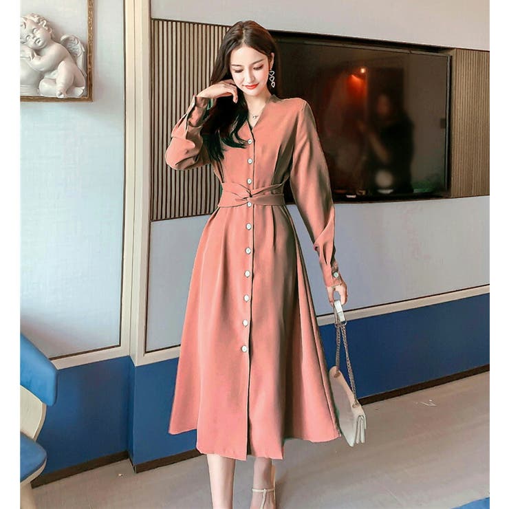 くーたん　ウエストリボン チェーンプリント ワンピース 定価3.6万円 リボン付きウエストシャーリングフラワープリントプリーツワンピース