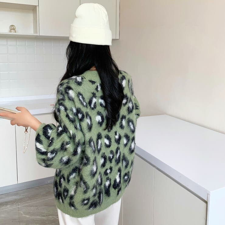 ニットカーディガン 全2色 レオパード柄[品番：JSFW0009003]｜JS