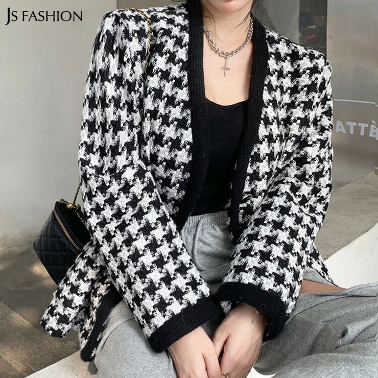 春 アウター ツイード風ニットジャケット 品番 Jsfw Js Fashion ジェーエスファッション のレディース ファッション通販 Shoplist ショップリスト