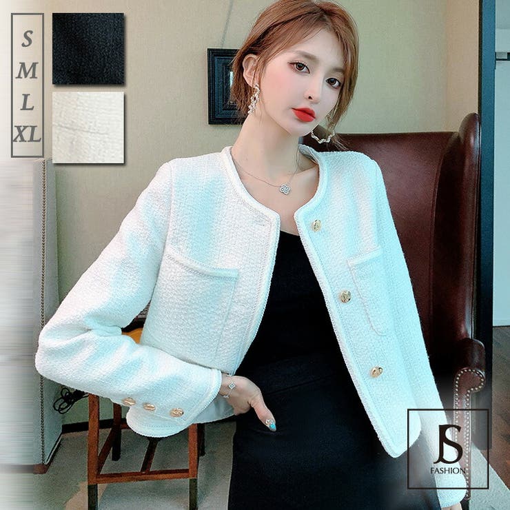 ノーカラーツイードジャケット 春アウター スーツ 品番 Jsfw Js Fashion ジェーエスファッション のレディース ファッション通販 Shoplist ショップリスト