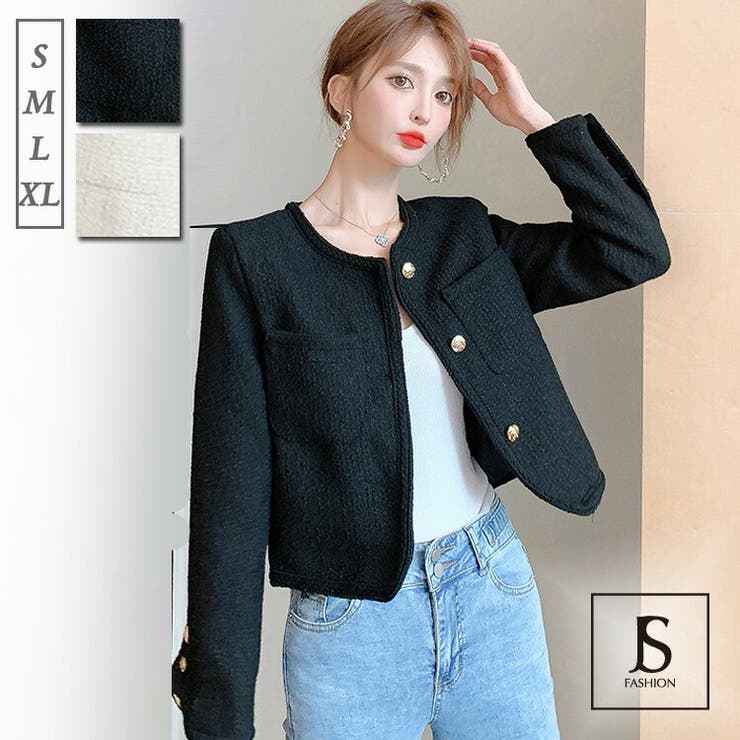ノーカラーツイードジャケット 春アウター スーツ 品番 Jsfw Js Fashion ジェーエスファッション のレディース ファッション通販 Shoplist ショップリスト
