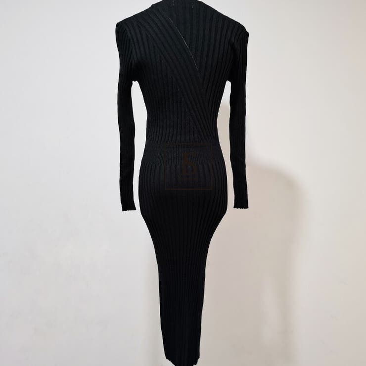 ロングニットワンピース 全2色 リブニット
