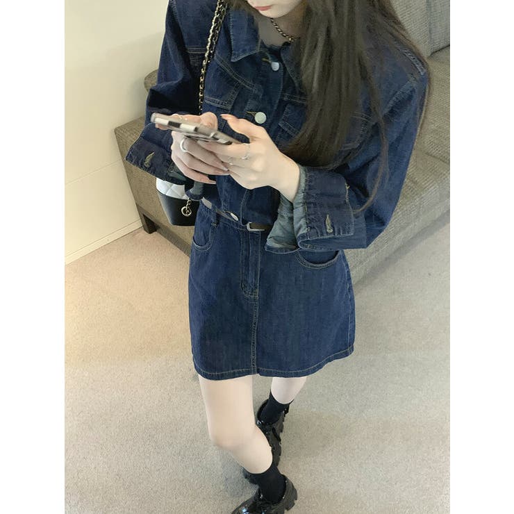デニムワンピース ベルト付き 襟付き[品番：JSFW0009107]｜JS
