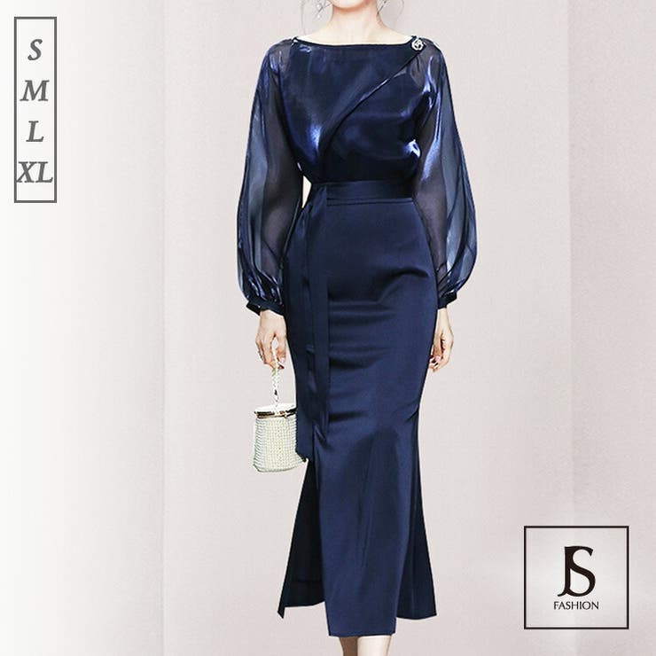 パーティードレス シースルーオーガンジー切替 ドッキングワンピース 品番 Jsfw Js Fashion ジェーエスファッション のレディースファッション通販 Shoplist ショップリスト