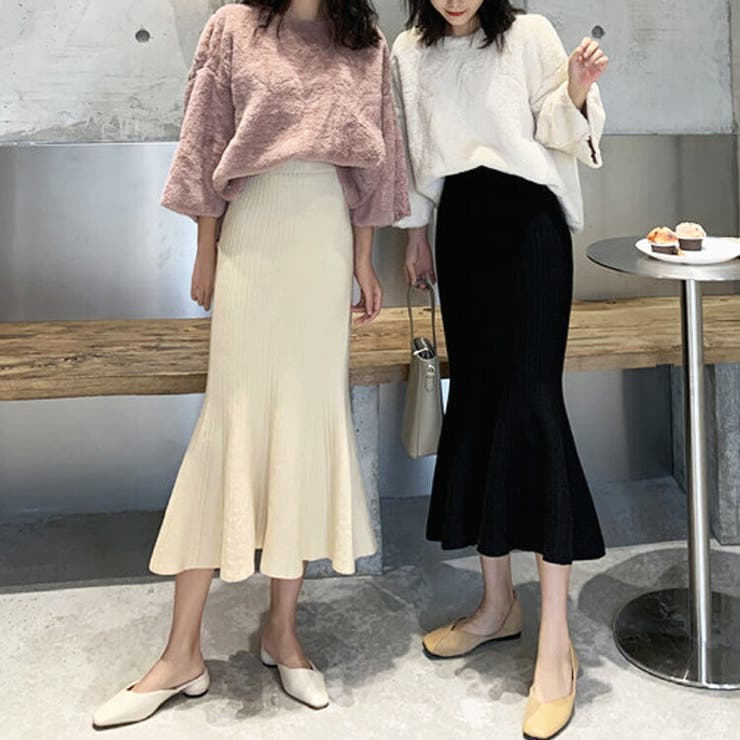ニットマーメイドスカート全2色 ロングスカート ロング丈[品番